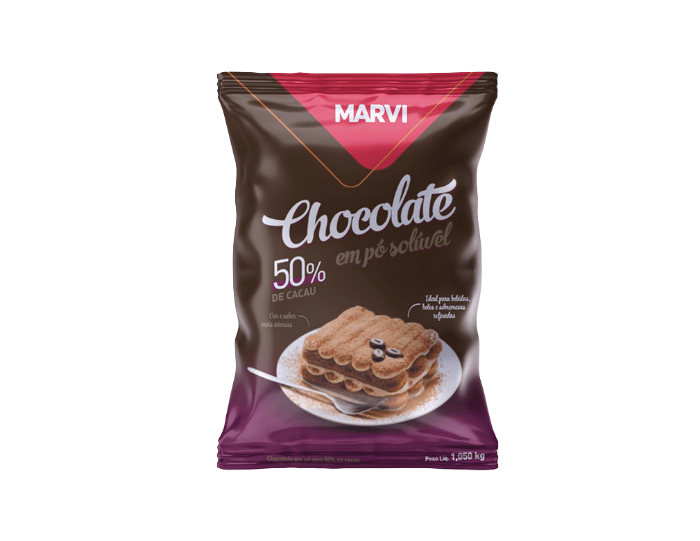 CHOCOLATE EM PÓ 50% CACAU MARVI 1,05 KG (CX 6 PCT)